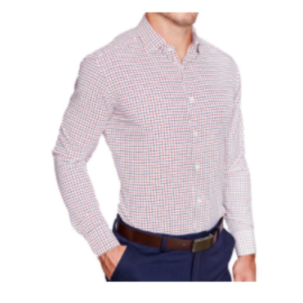 State & Liberty "The Potomac" Red and Blue Cross Stitch dress shirt XL